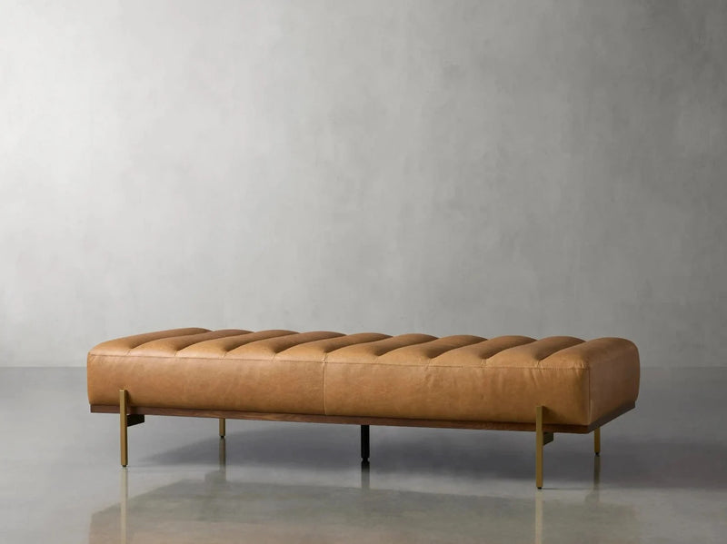 Bench with Full Grain Leather Upholstered Cushion - Hana Exports