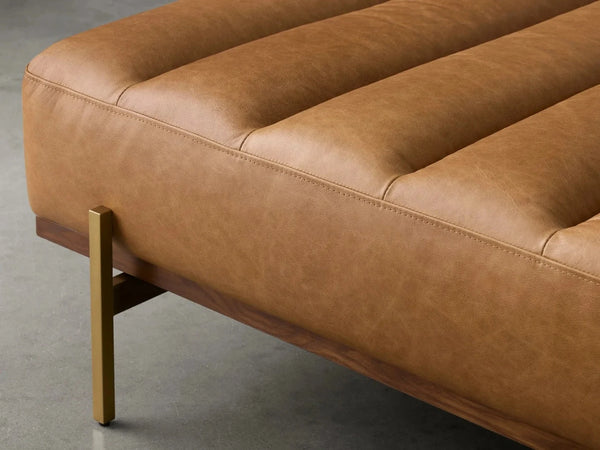Bench with Full Grain Leather Upholstered Cushion - Hana Exports