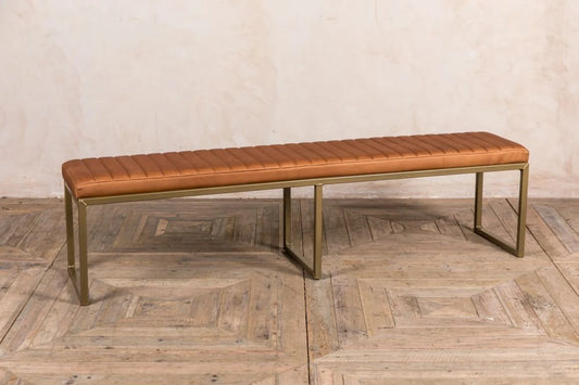 Slim Brown leather dining bench cushion cover