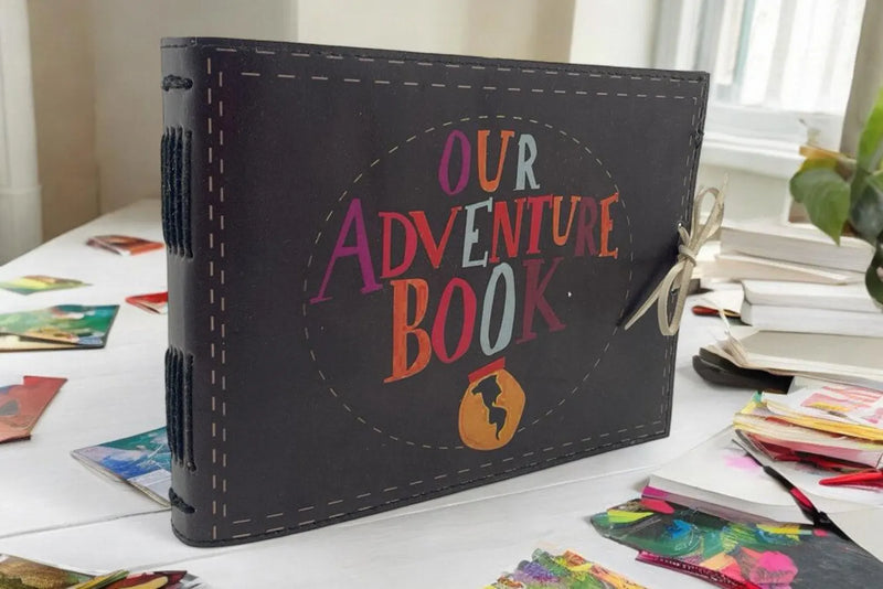 Our Adventure Book Personalized Scrapbook ,Custom Photo Album ,Leather Scrapbook , Adventure Book, Gift for Him and Her, Anniversary Gift - Hana Exports