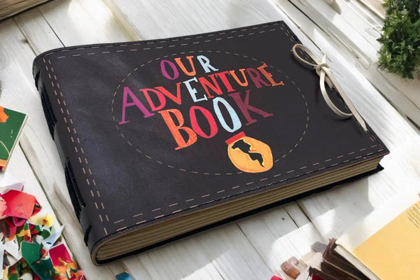 Our Adventure Book Personalized Scrapbook ,Custom Photo Album ,Leather Scrapbook , Adventure Book, Gift for Him and Her, Anniversary Gift - Hana Exports