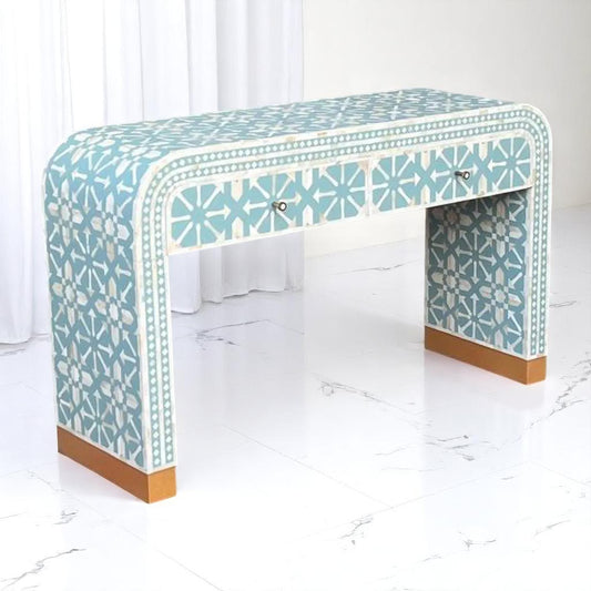 Handmade Bone Inlay Console Table – Camel Bone, Resin & Wood Furniture by HANA EXPORTS