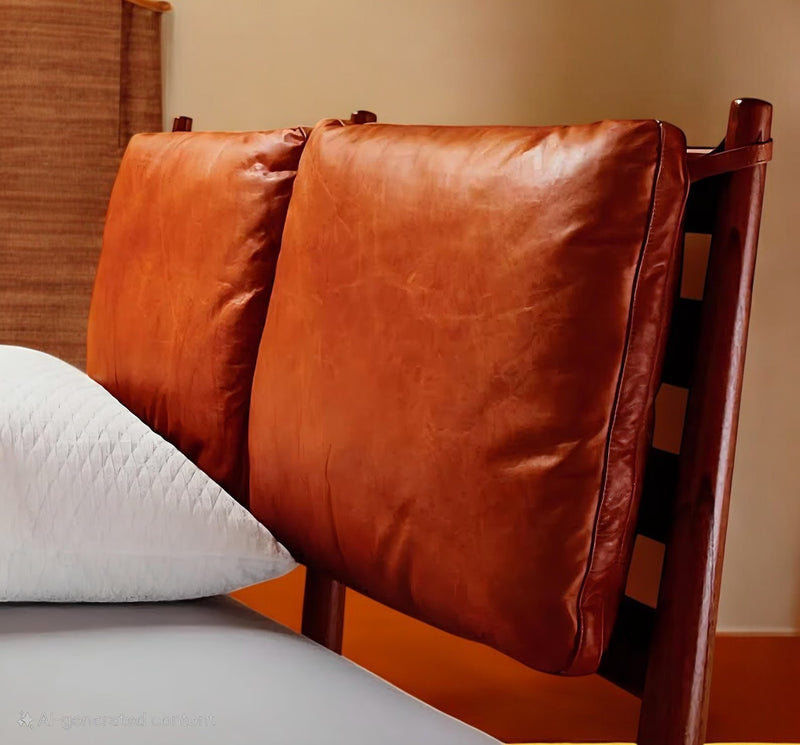 Customized Genuine Leather Headboard Cover, Queen Size Headboard Cushion, Wall Hang Leather Cushion Cover, Hanging Headboard Protector - Hana Exports