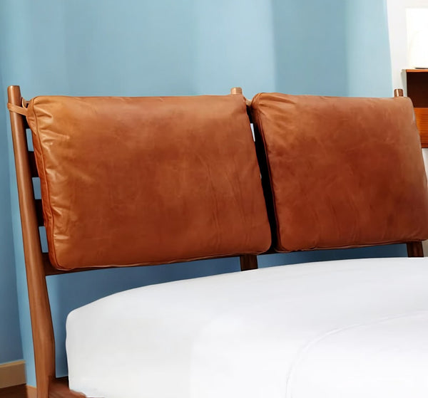 Customized Genuine Leather Headboard Cover, Queen Size Headboard Cushion, Wall Hang Leather Cushion Cover, Hanging Headboard Protector - Hana Exports