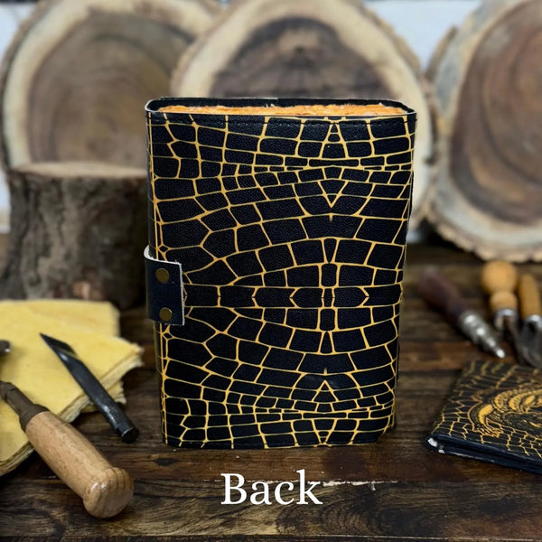 Crocodile Leather Journal – Handmade Grimoire, Spell Book, Book of Shadows, Vintage Sketchbook