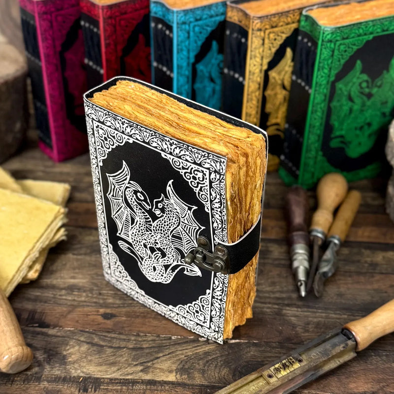 Handmade Leather Dragon Journal / Writing Notebook Diary/Bound Daily Notepad for Men & Women Unlined Paper - Hana Exports