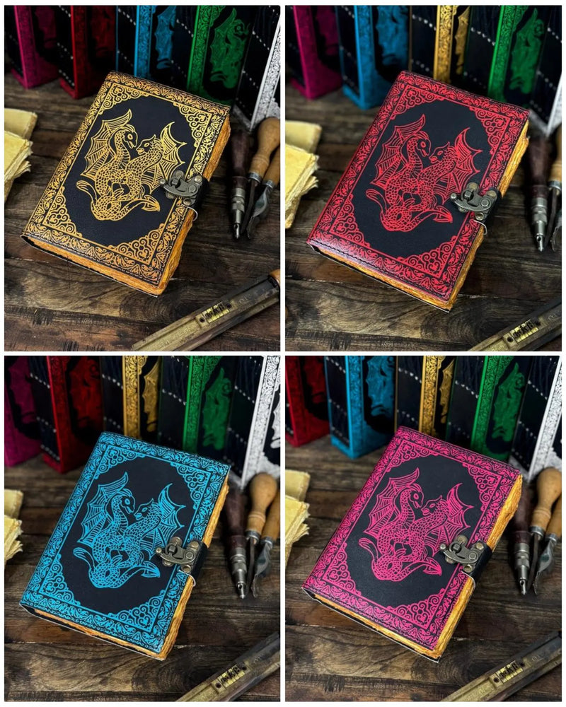 Handmade Leather Dragon Journal / Writing Notebook Diary/Bound Daily Notepad for Men & Women Unlined Paper - Hana Exports