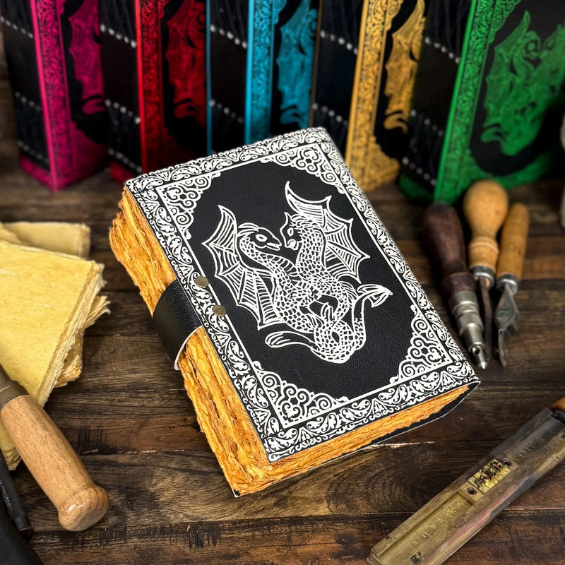 Handmade Leather Dragon Journal / Writing Notebook Diary/Bound Daily Notepad for Men & Women Unlined Paper - Hana Exports