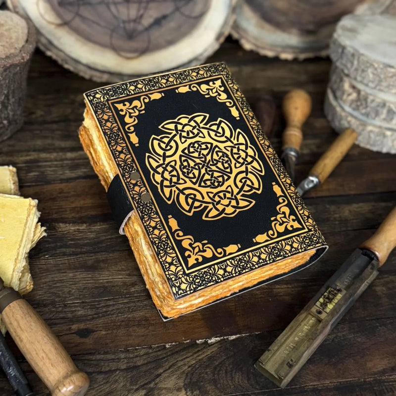 Handmade Genuine Leather Journal with Celtic Cross Design – Vintage, Personalized, Eco-Friendly Writing Diary notebook - Hana Exports