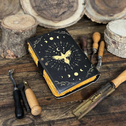 Celestial Phoenix Leather Journal for Men & Women of Antique Handmade Deckle Edge Paper, Leather Sketchbook - Hana Exports