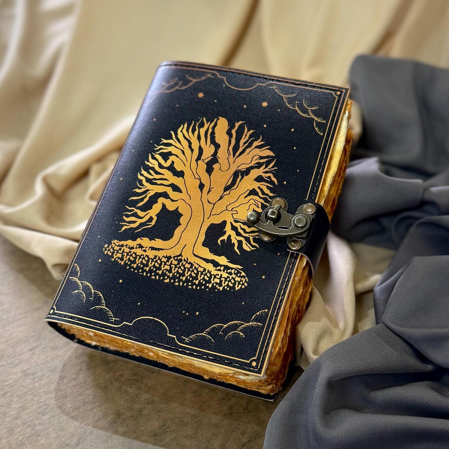 Grimoire Leather Journal – Tree of Life | Handmade Spell Book of Shadows | Witchcraft Grimoire Notebook - Hana Exports