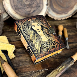 Handmade Celtic Leather Journal – Vintage Fantasy Notebook with Lock | Unique Gift for Writers, Artists & Wiccans - Hana Exports