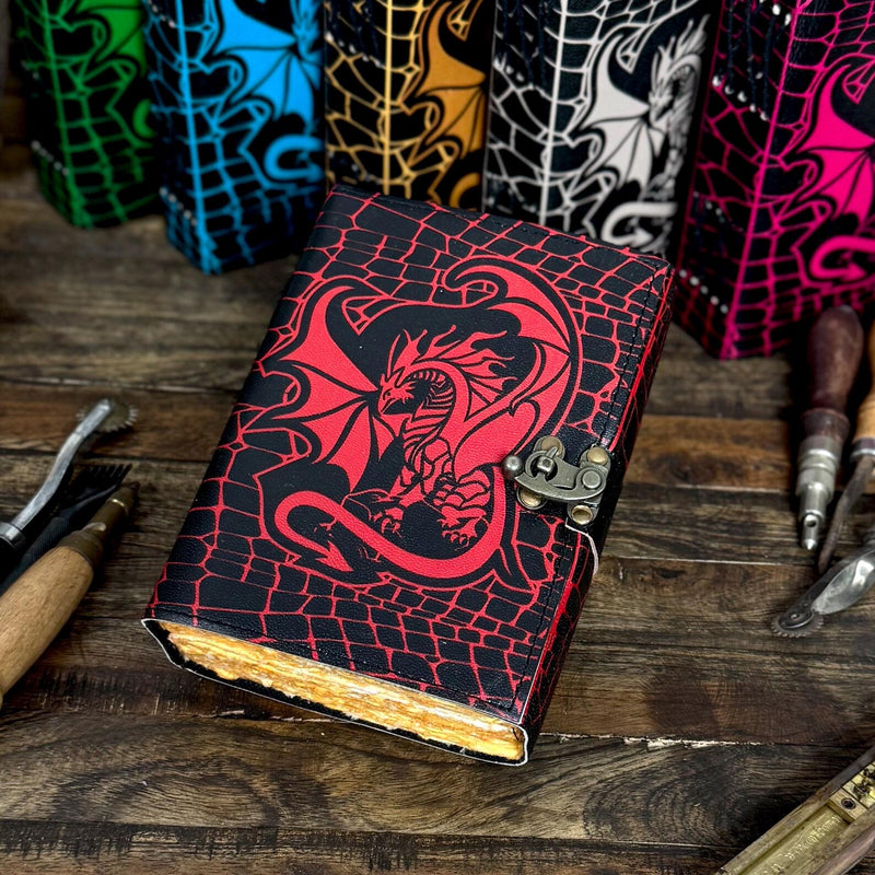 Dragon Book of Spells Leather Journal Notebook DND Journal Rustic Paper Grimoire Gothic Journal Diary - Hana Exports