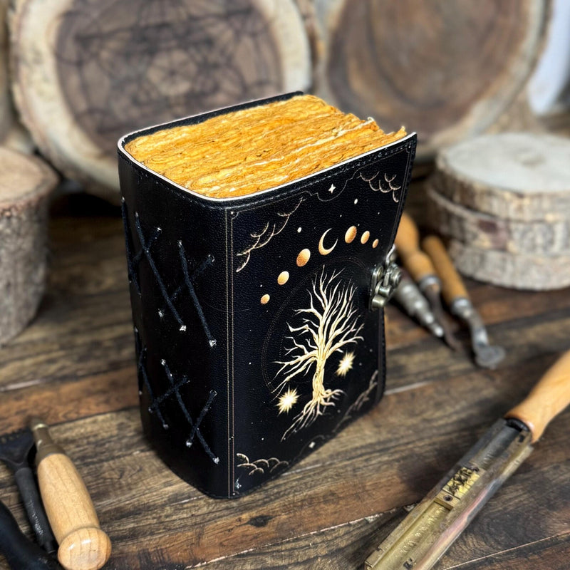 Large tree of life leather journal, Grimoire journal, Blank spell book of shadows, tarot journal, Celestial Gifts For Him Her - Hana Exports