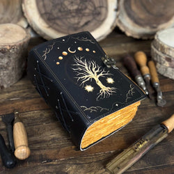 Large tree of life leather journal, Grimoire journal, Blank spell book of shadows, tarot journal, Celestial Gifts For Him Her - Hana Exports