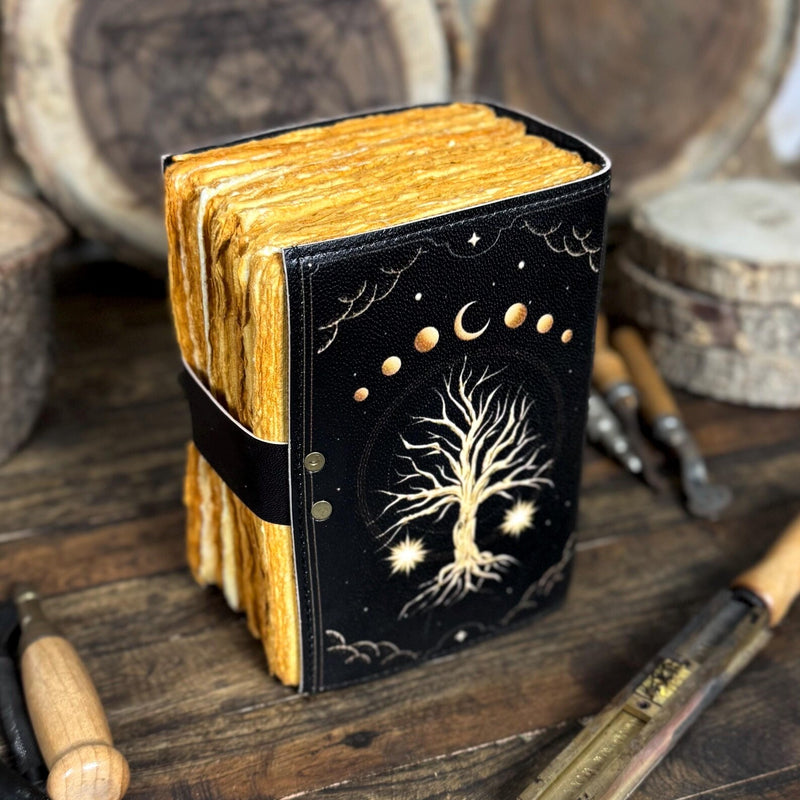 Large tree of life leather journal, Grimoire journal, Blank spell book of shadows, tarot journal, Celestial Gifts For Him Her - Hana Exports