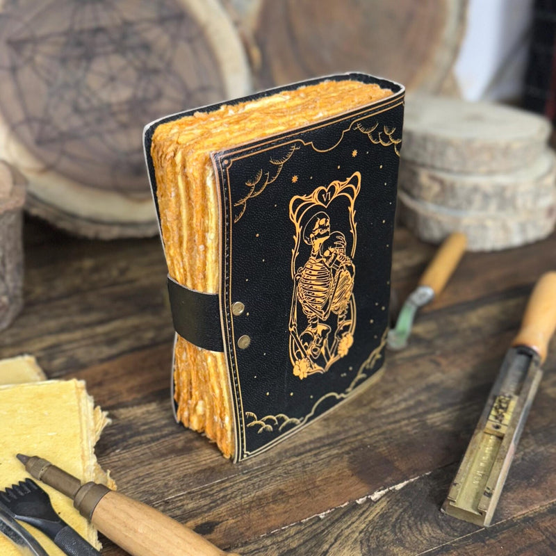 Handmade Leather Journal with Skull Lover | Vintage Rustic Notebook | Gift for Writers, Book Of Shadows - Hana Exports