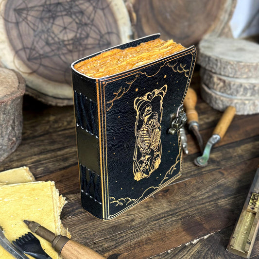 Handmade Leather Journal with Skull Lover | Vintage Rustic Notebook | Gift for Writers, Book Of Shadows - Hana Exports