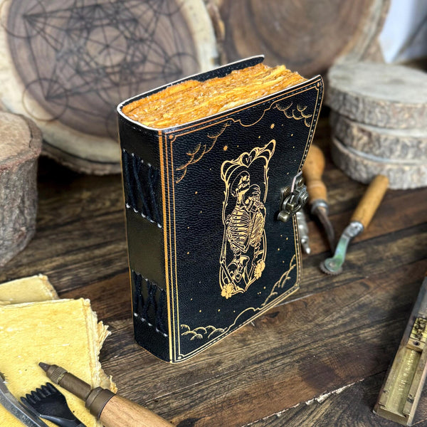 Handmade Leather Journal with Skull Lover | Vintage Rustic Notebook | Gift for Writers, Book Of Shadows - Hana Exports