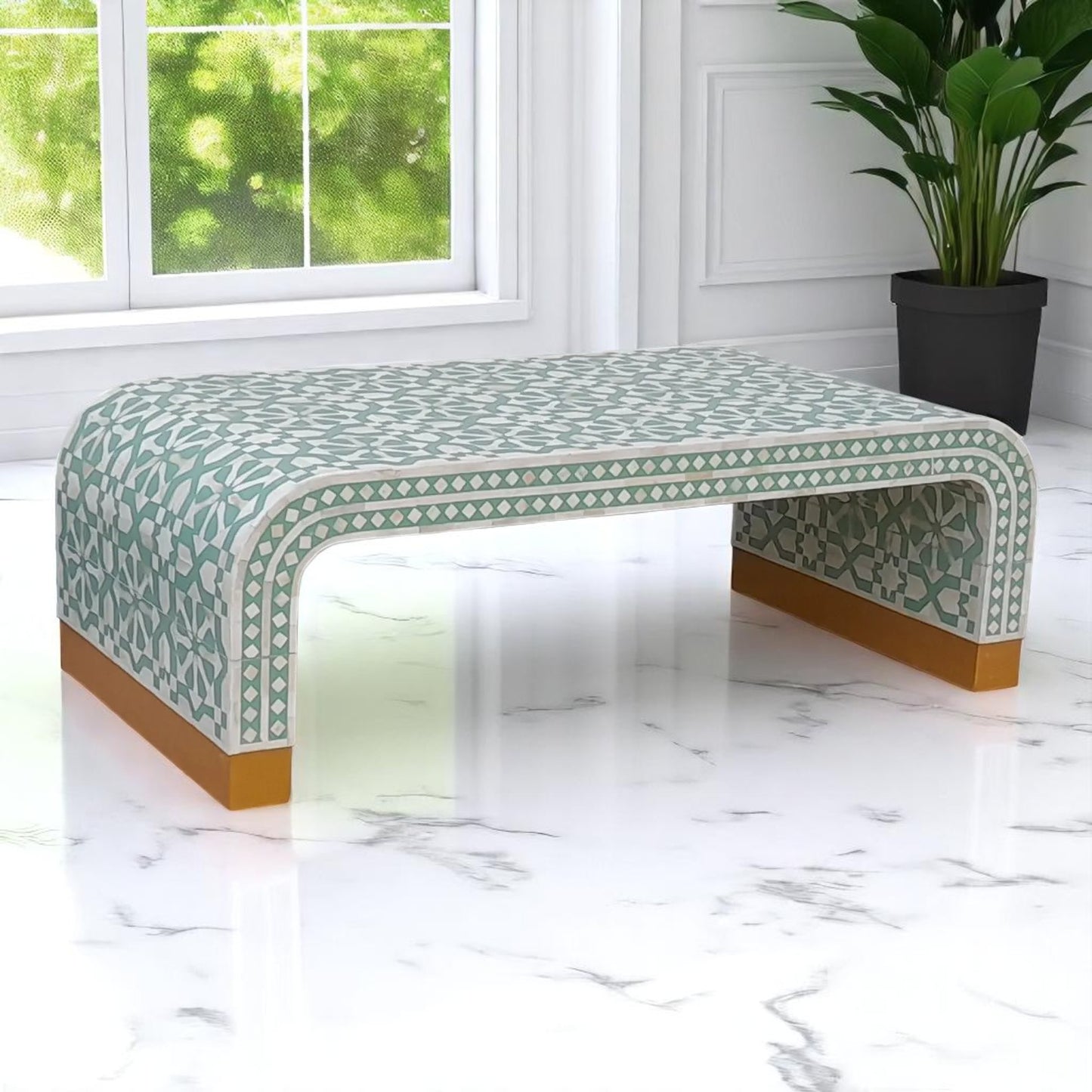 Handmade Bone Inlay Coffee Table – Modern Inlay Center Table by HANA EXPORTS