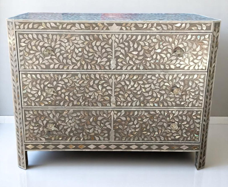 Mother of Pearl Inlay Dresser – 3-Drawer MOP Chest, Sideboard | Duty Tariff Included