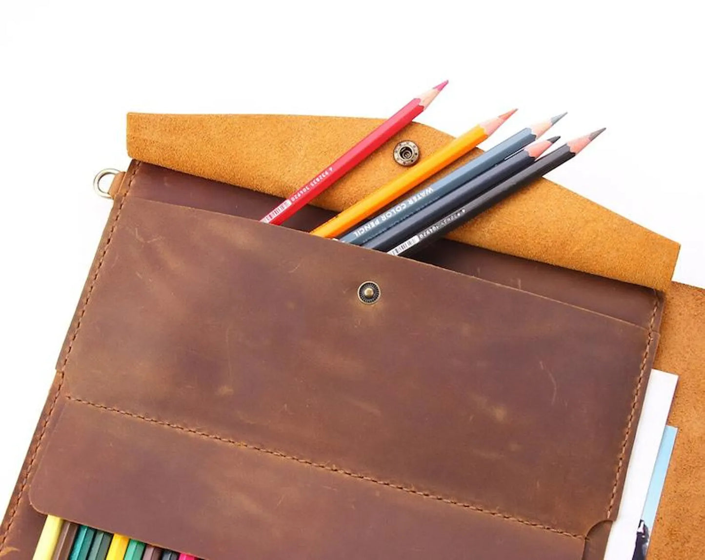 Handmade Leather Sketchbook Cover, Vintage Artists gifts, Leather Artist Sketch Pad Cover for 9"x12", Refillable leather sketchbook - Hana Exports