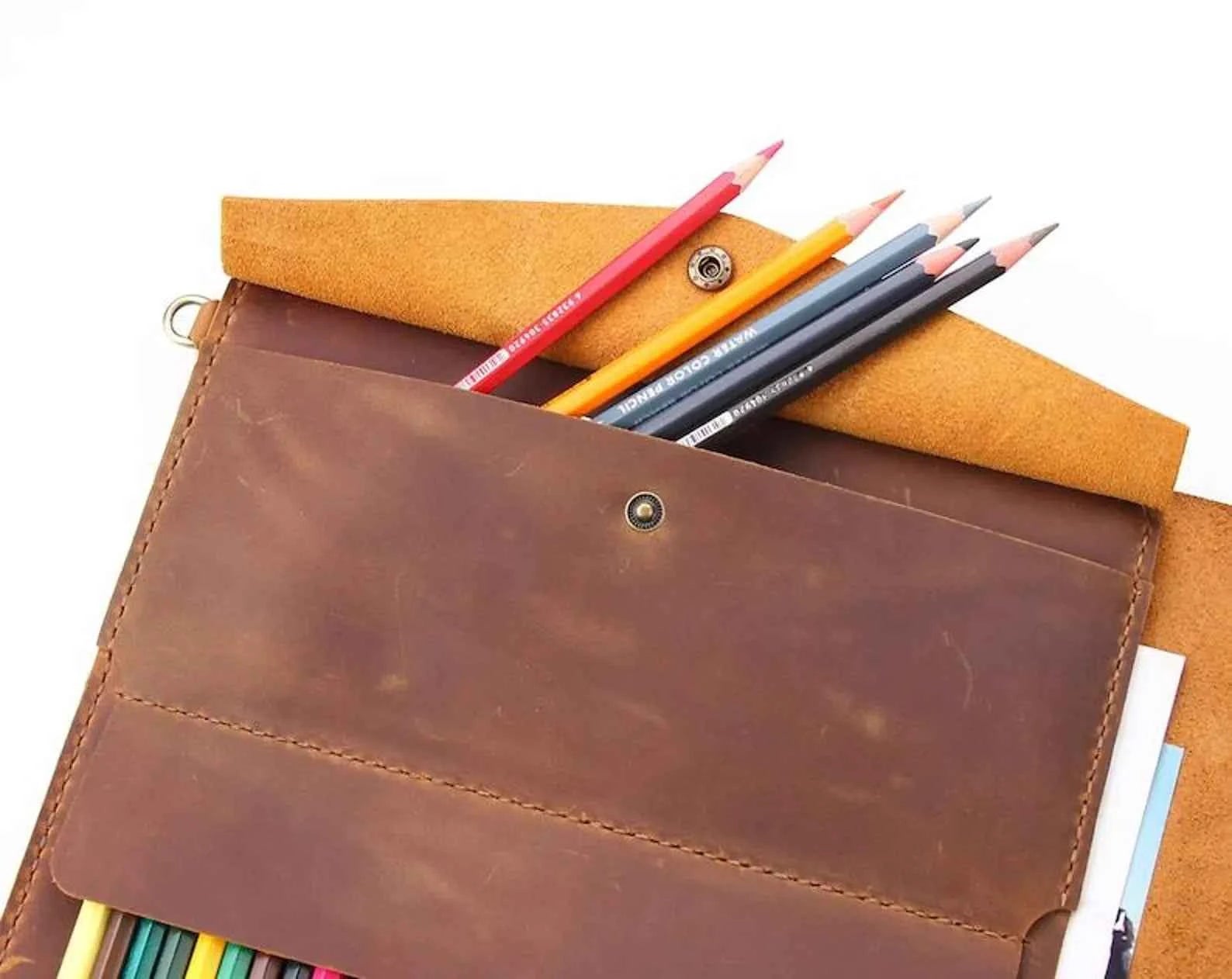 Handmade Leather Sketchbook Cover, Vintage Artists gifts, Leather Artist Sketch Pad Cover for 9"x12", Refillable leather sketchbook