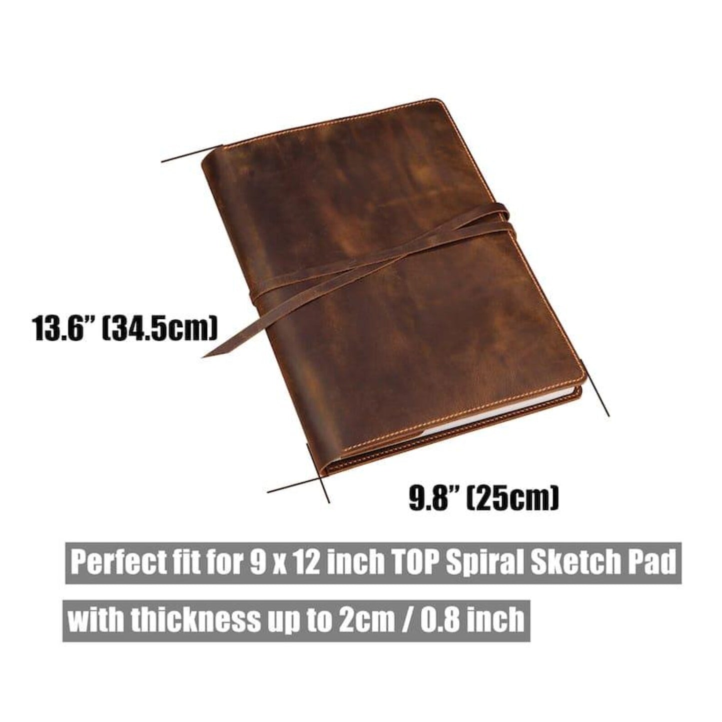 Leather Sketchbook Sketch book Cover For 9x12 Top Spiral Sketch Pad, Artist Portfolio, unique gift for artist - Hana Exports