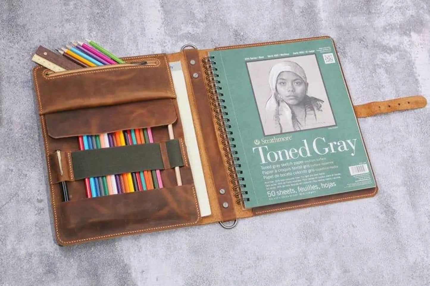 Personalized A4 sketchpad cover case, Leather sketchbook cover for Strathmore sketchbook sketchpad 9x12 Inch Gifts for Women