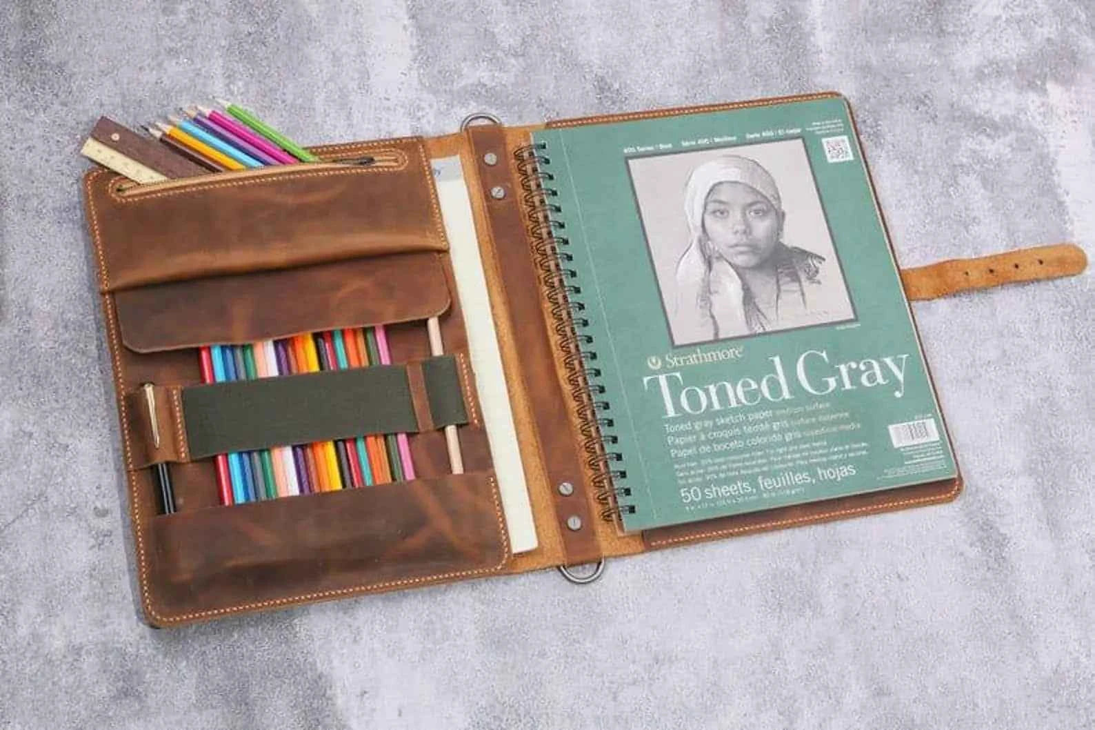 Personalized A4 sketchpad cover case, Leather sketchbook cover for Strathmore sketchbook sketchpad 9x12 Inch Gifts for Women