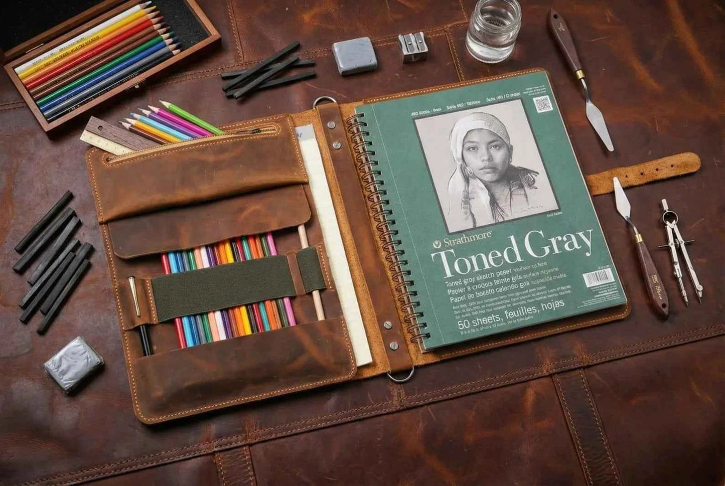 Personalized A4 sketchpad cover case, Leather sketchbook cover for Strathmore sketchbook sketchpad 9x12 Inch Gifts for Women