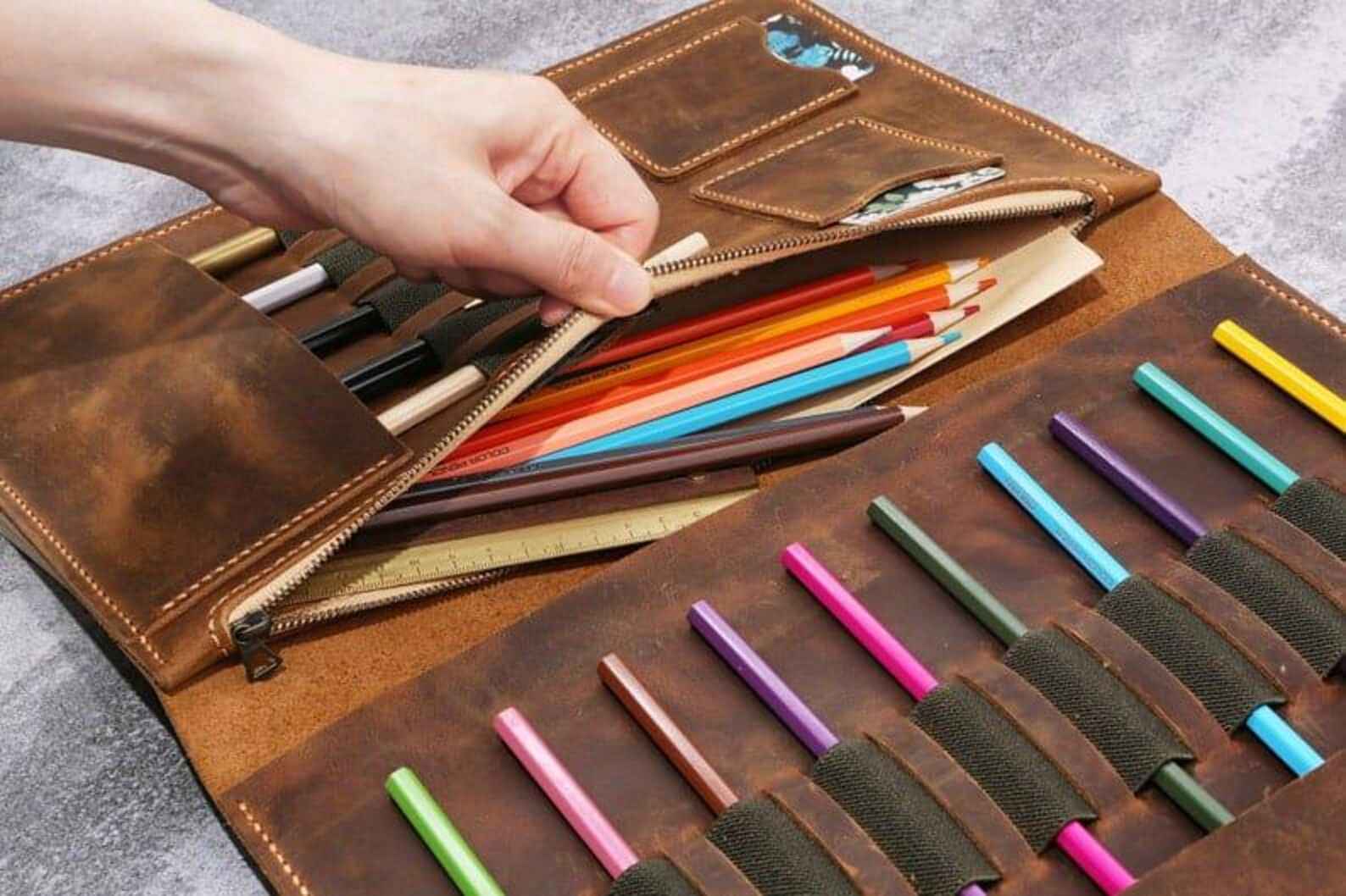 Leather sketchbook cover case for sketch pad 9 x 12 , Artist Drawing Sketch Pad Holder portfolio for 9"X12" Sketchbook