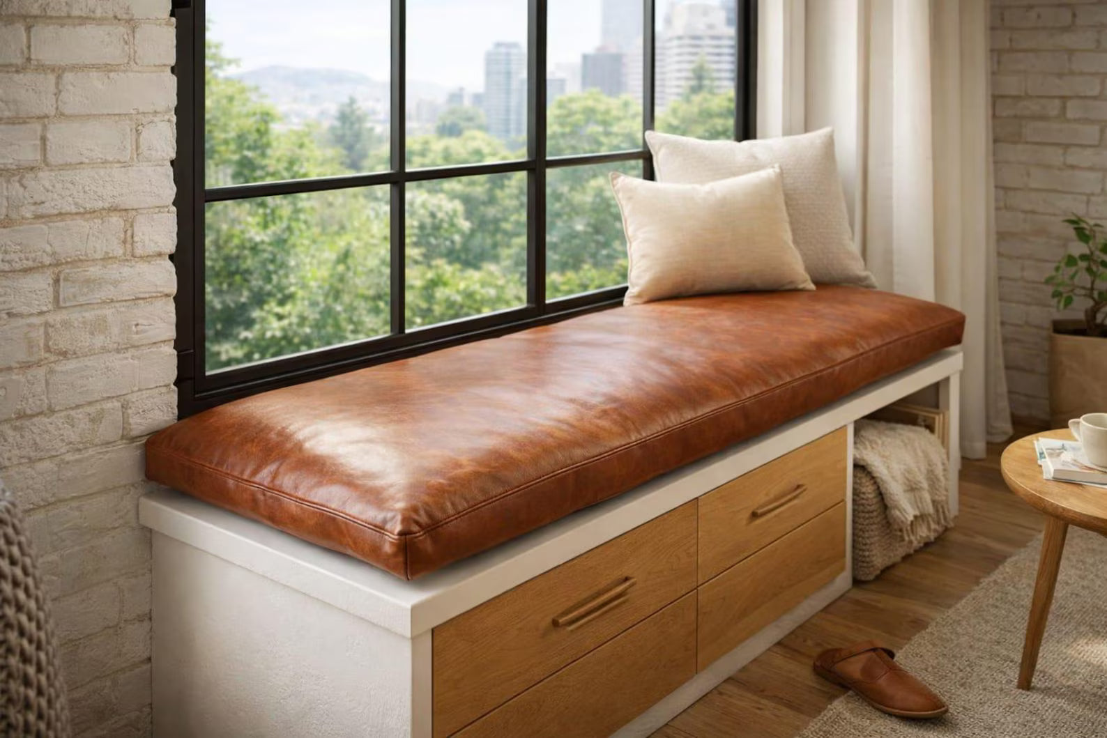 Custom Leather Cushion Cover – Handmade Bench & Seat