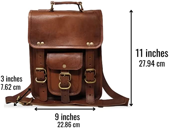 Small Vintage Leather Crossbody Satchel Messenger Bag (11") - Hana Exports