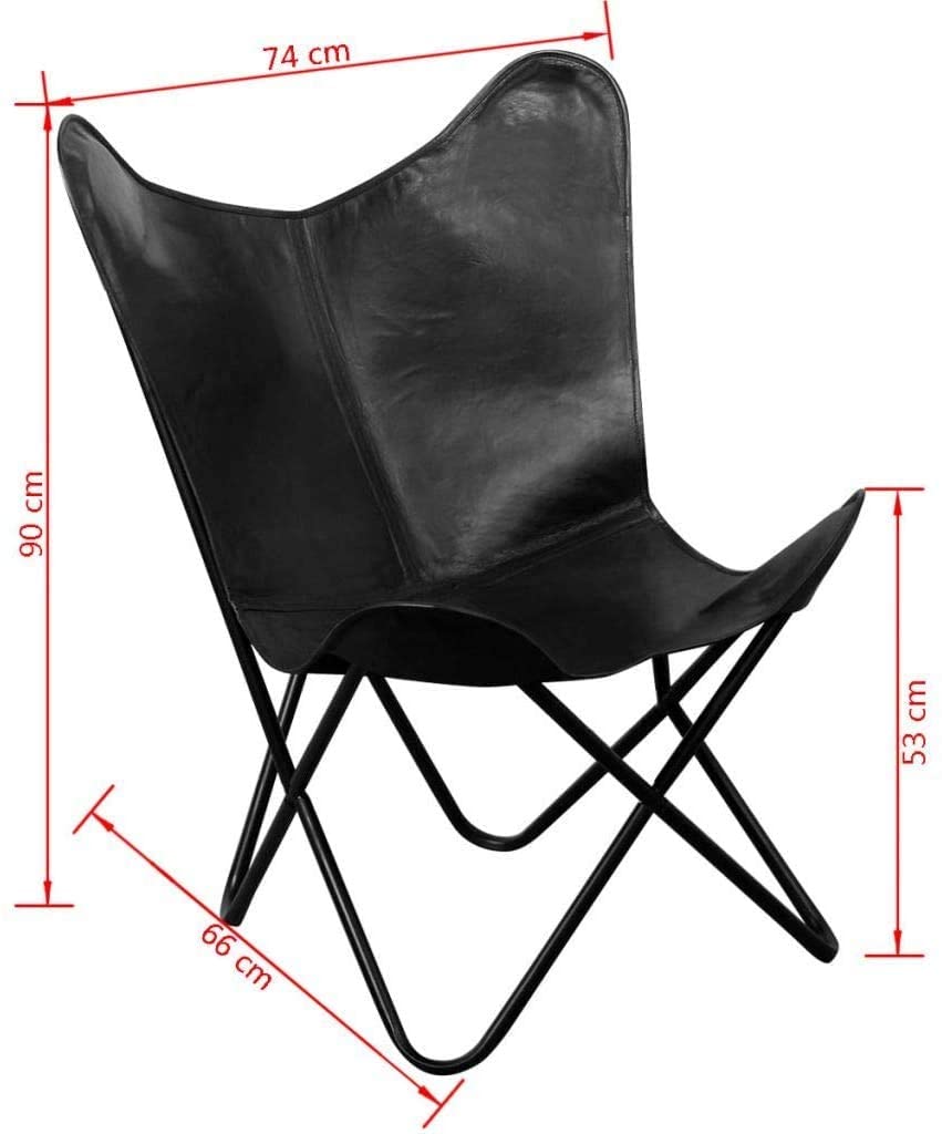 Leather Butterfly Chair Black Living Room Chair Accent Chairs armless Chair Leather Chair with Black Metal Base (Iron Frame with Black Cover)