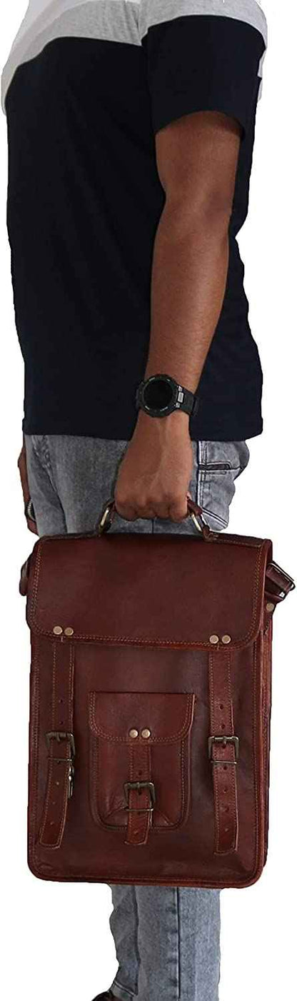 Men's Distressed Leather Laptop Briefcase