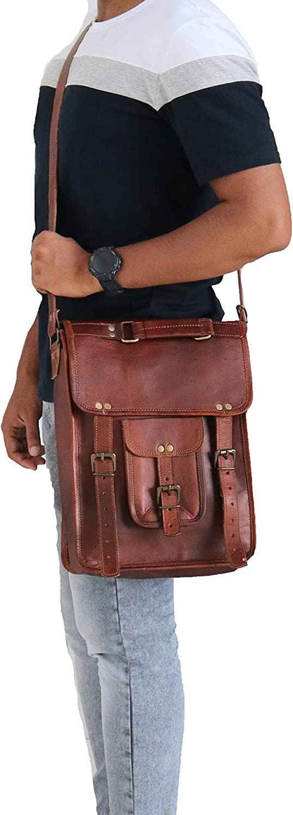 Men's Distressed Leather Laptop Briefcase