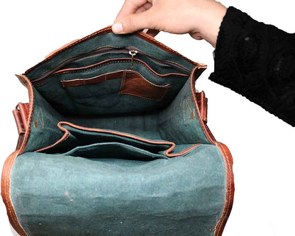 Men's Distressed Leather Laptop Briefcase