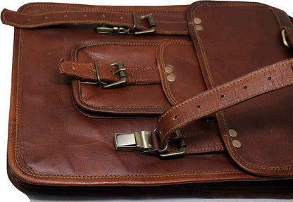 Men's Distressed Leather Laptop Briefcase