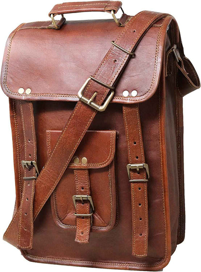 Men's Distressed Leather Laptop Briefcase