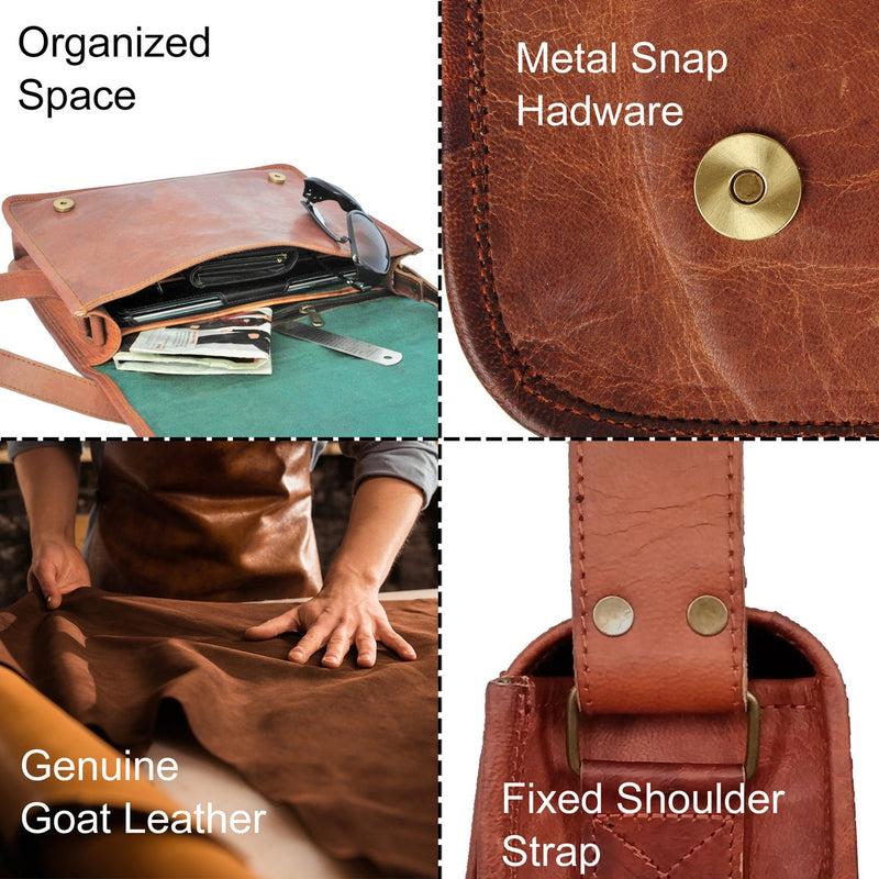 Real Leather Satchel Laptop Messenger Briefcase Bag (14") - Hana Exports