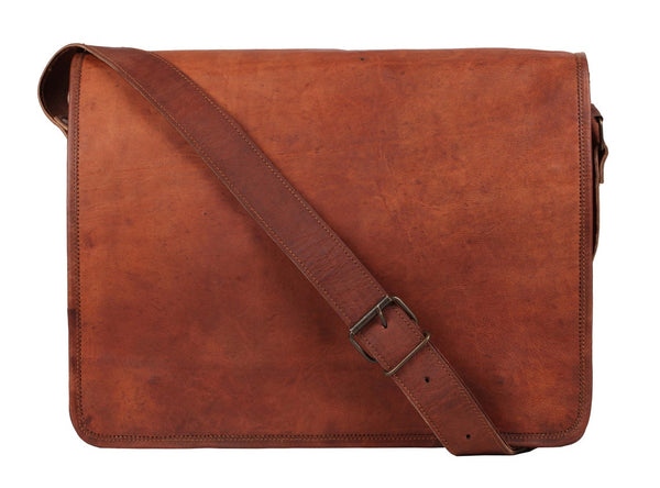 Real Leather Satchel Laptop Messenger Briefcase Bag (14") - Hana Exports
