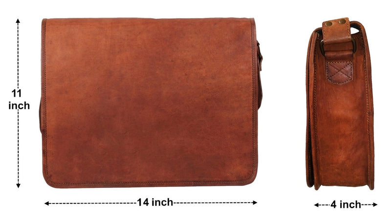 Real Leather Satchel Laptop Messenger Briefcase Bag (14") - Hana Exports