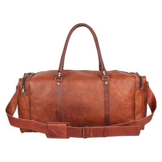Leather Duffel Bag, Large Travel Bag, 24" Mens Leather weekender bags, Personalized Gift for him Outdoor Bag Holdall Bag Teacher Gifts - Hana Exports