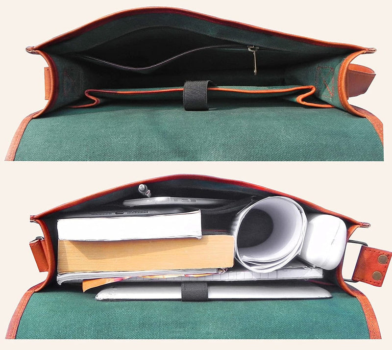 Real Leather Satchel Laptop Messenger Briefcase Bag (14") - Hana Exports