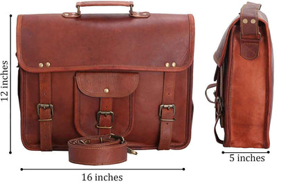Genuine Brown Leather Crossbody Satchel – Vintage Bag