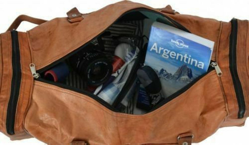 Genuine Vintage Leather Duffle Bag - Hana Exports