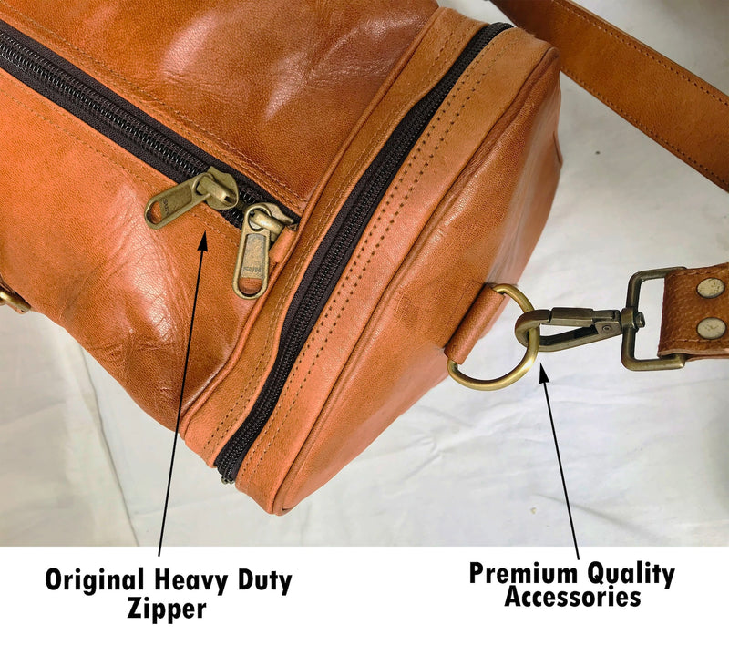 Men's Handmade Leather Travel Duffel Bag (20") - Hana Exports