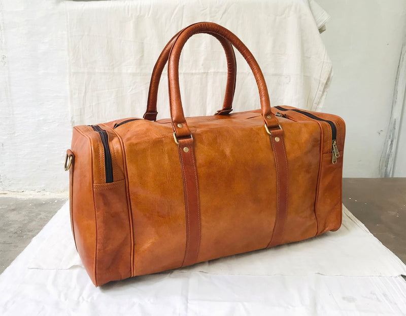 Men's Handmade Leather Travel Duffel Bag (20") - Hana Exports