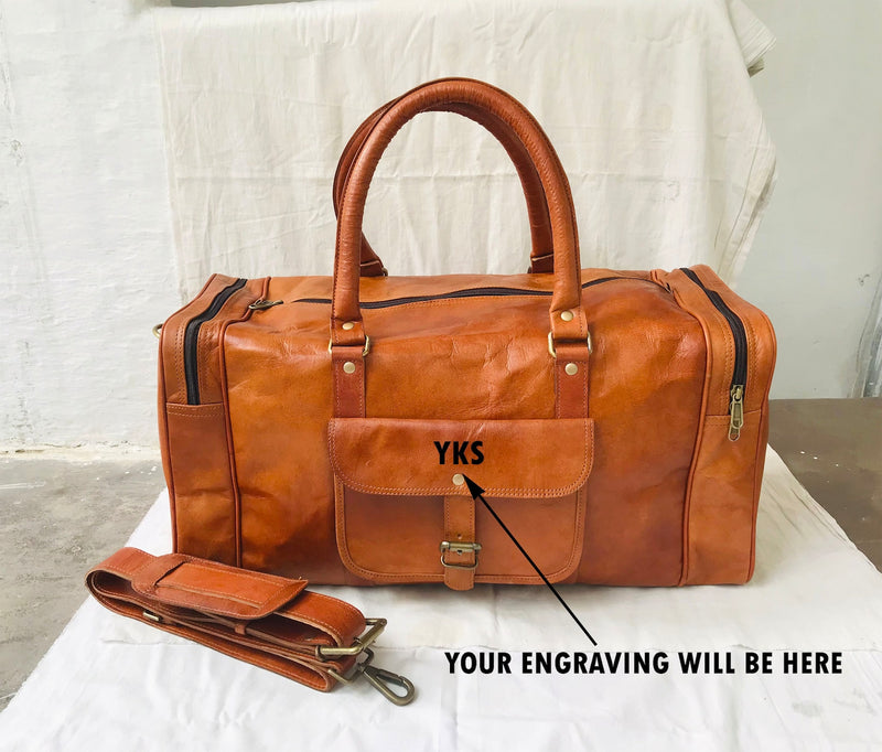 Men's Handmade Leather Travel Duffel Bag (20") - Hana Exports